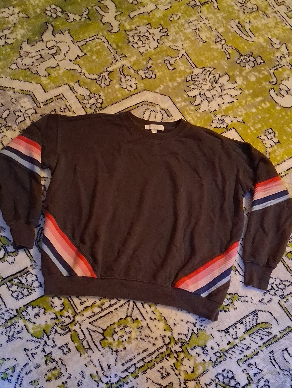 Spiritual Gangster Retro Striped Crewneck Oversized Sweatshirt, S/m, 100% Cotton